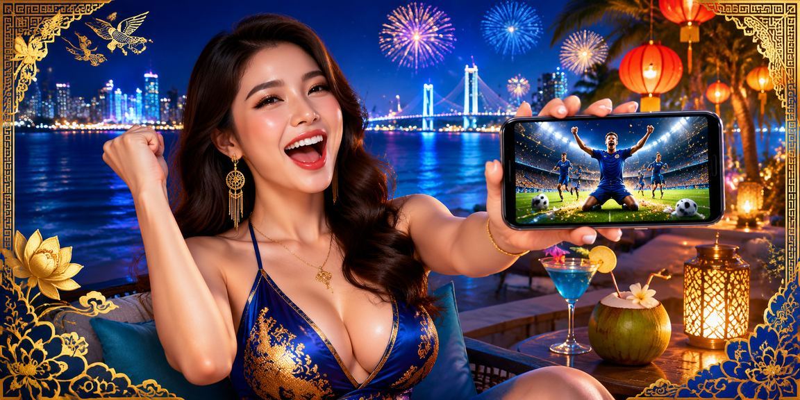 Người chơi casino trên điện thoại tại bãi biển Đà Nẵng buổi chiều tối